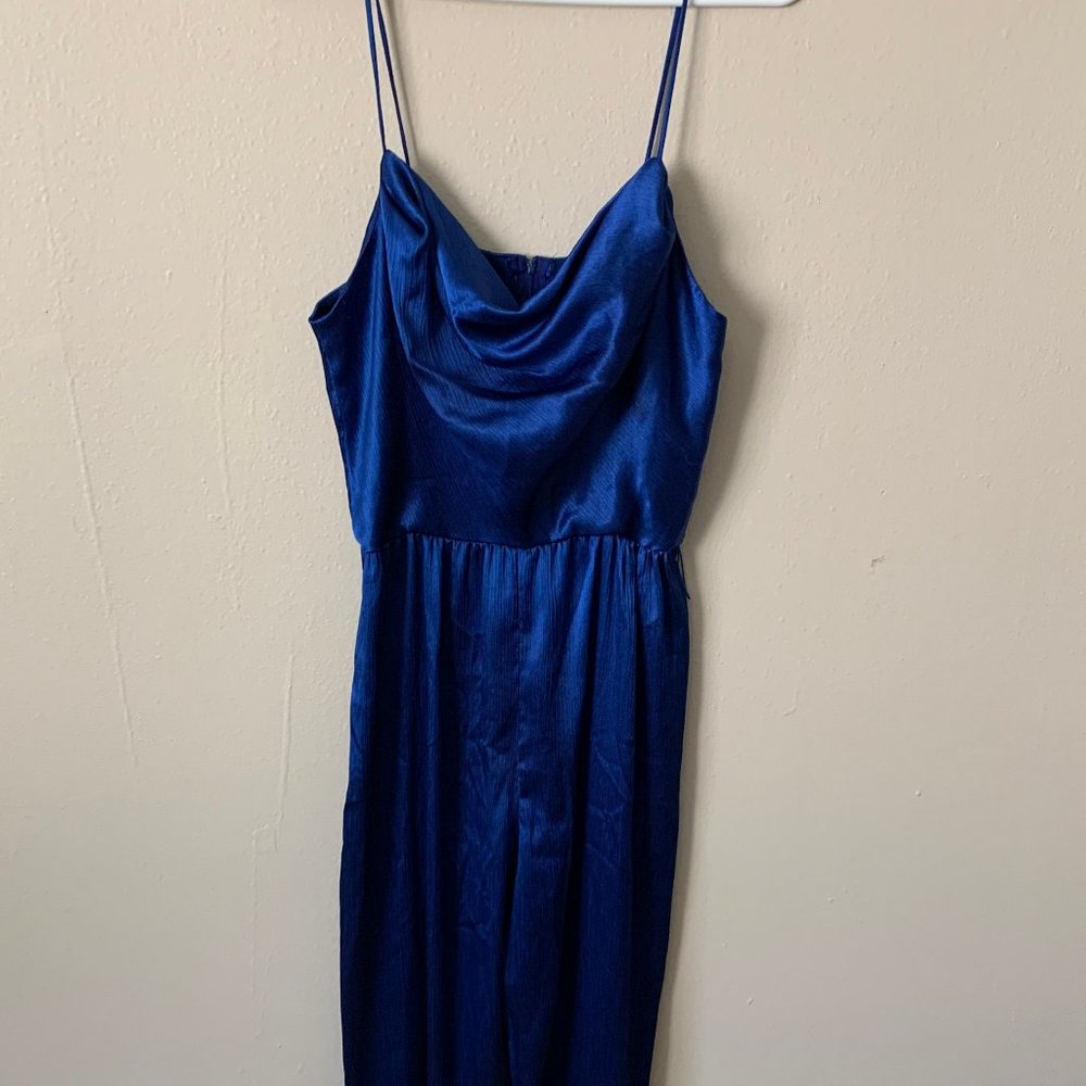 Vintage 70s disco sapphire blue jumpsuit romper onesie